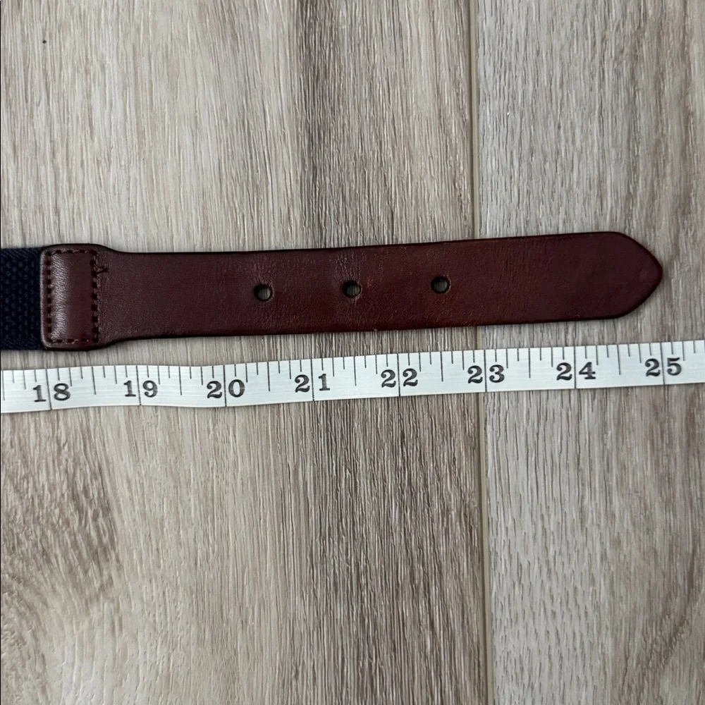 Polo Ralph Lauren Brown Leather and Navy blue Woven Belt.